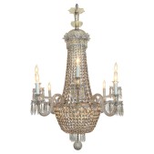 IQ4497 REGENCY TENT-AND-BASKET SILVER PLATE & CRYSTAL CHANDELIER