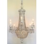 IQ4497 REGENCY TENT-AND-BASKET SILVER PLATE & CRYSTAL CHANDELIER