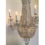 IQ4497 REGENCY TENT-AND-BASKET SILVER PLATE & CRYSTAL CHANDELIER