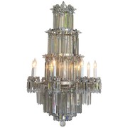 IQ4498 19TH C. ENGLISH REGENCY WATERFALL SILVER PLATE & CRYSTAL CHANDELIER