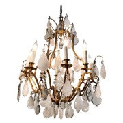 IQ4499 EARLY 20TH CENTURY FRENCH EIGHT ARM ROCK CRYSTAL AND GILT BRONZE CHANDELIER