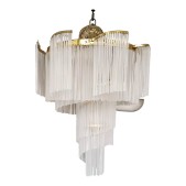 IQ4507 VINTAGE CHANDELIER MILK GLASS STICK SPIRAL 4 LIGHTS LARGE