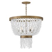 PS1729 SIX LIGHT HAND STRUNG SEA GLASS SINGLE TIER CHANDELIER