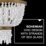 PS1729 SIX LIGHT HAND STRUNG SEA GLASS SINGLE TIER CHANDELIER