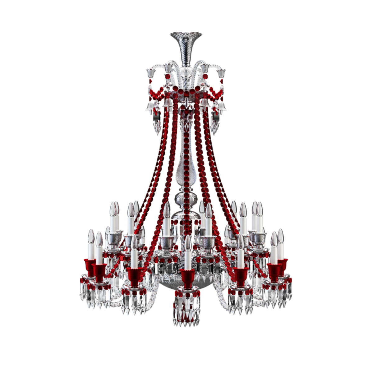 JR2037 Zenith Clear and Red Chandelier