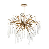 AMAJC-8981 BRASS AND GLASS TEARDROP SEVEN-LIGHT CHANDELIER